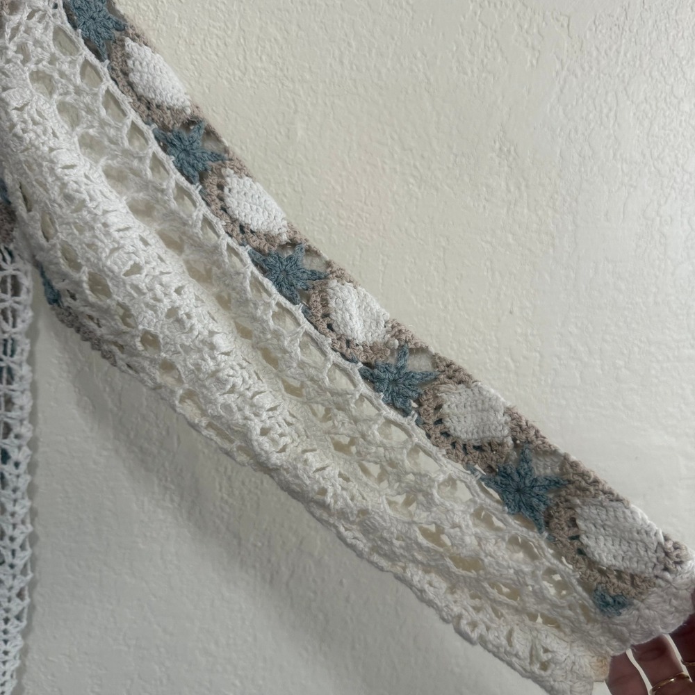 Colleen's Collectables Crochet Sweater Hand Knitted Ramie Cotton Boho Cream‎ L - Picture 4 of 14